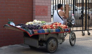 Ambulerande fruktförsäljare i Beijing